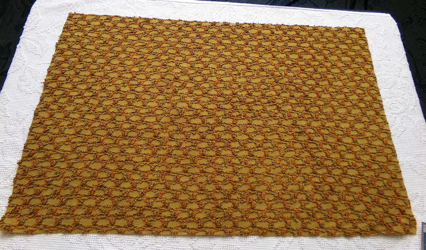 boho soul vintage chenille fabric, interesting abstract infinity design, 24" x 17" piece of quilt & sewing material