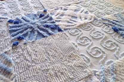 Boho Blues Vintage 6" Chenille Fabric Squares Set of 16 Quilt Blocks