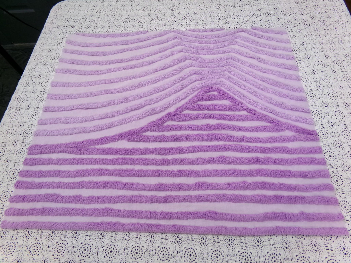 Lavender Vintage Chenille Fabric, Optic Geometric Design, 19x22" Piece