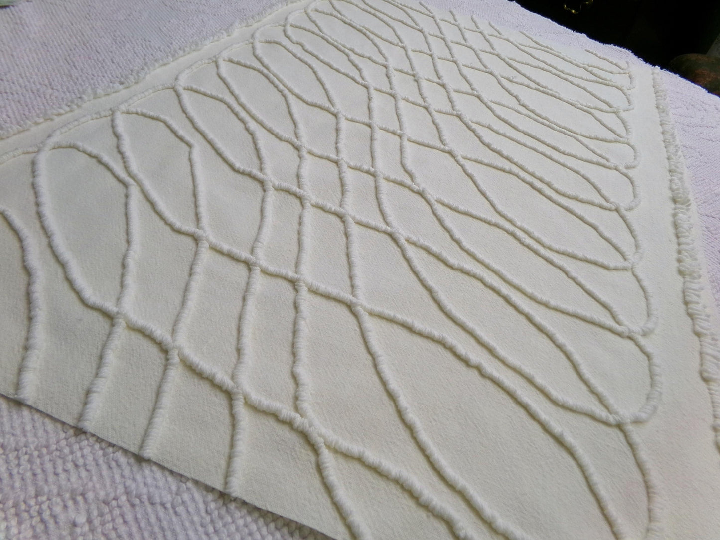 Dimensional Illusion Vintage Chenille Fabric, Fascinating Design, 18" x 25" piece