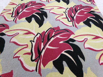 Vintage Barkcloth Fabric Panel MONSTERA Tropical Leaf Mid Century Modern 19" x 29"