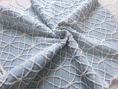 shabby weathered blue chenille fabric, vintage quilt material, 16.5" x 24" lightweight cotton piece