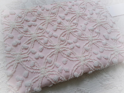 Delicate Pink Vintage Chenille Fabric, Needletuft Rings & Overtufted Pops, Popular Quilt Material 18" x 24"