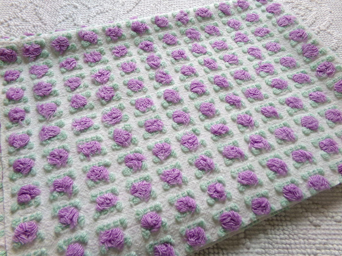 rosebud vintage chenille fabric: Morgan Jones amethyst purple roses 18" x 25" cut piece