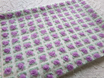 rosebud vintage chenille fabric: Morgan Jones amethyst purple roses 18" x 25" cut piece