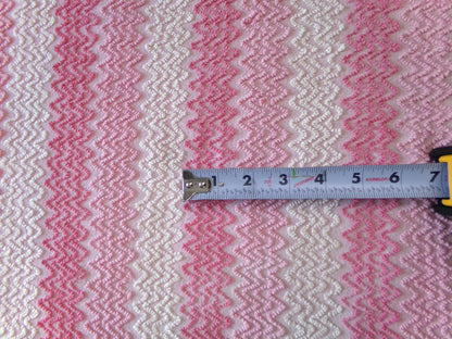 Pink Vintage Chenille Bedspread Fabric, Zig Zag Texture, 15" x 23" piece