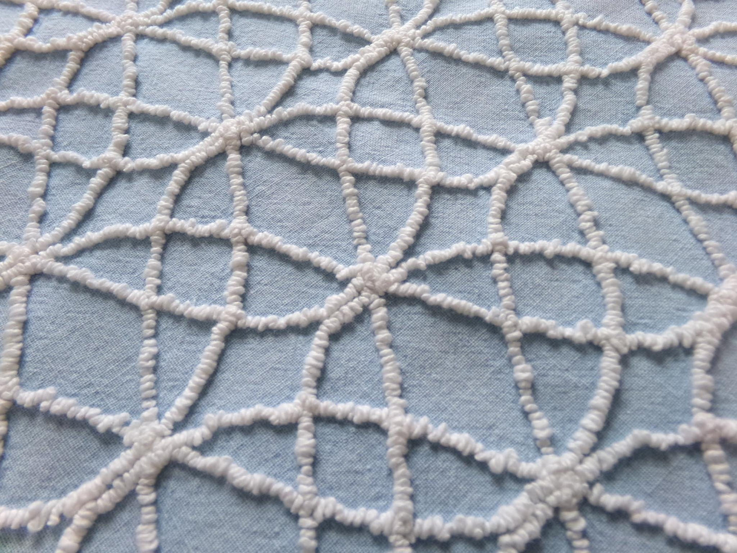 shabby weathered blue chenille fabric, vintage quilt material, 16.5" x 24" lightweight cotton piece