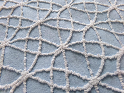 shabby weathered blue chenille fabric, vintage quilt material, 16.5" x 24" lightweight cotton piece