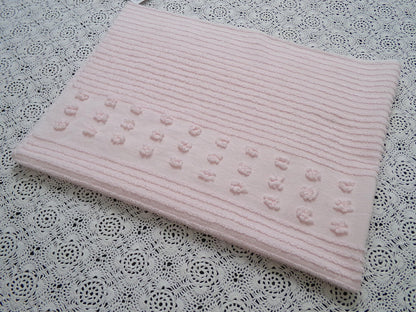 Pastel Pink Vintage Chenille Fabric Simple Dot Stripes Sewing Material 28" x 21"