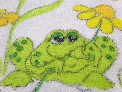 Vintage Frog Towel 1970s Boho Cannon Kitchen Hand Terry Towel 14X24" w/ Fringe