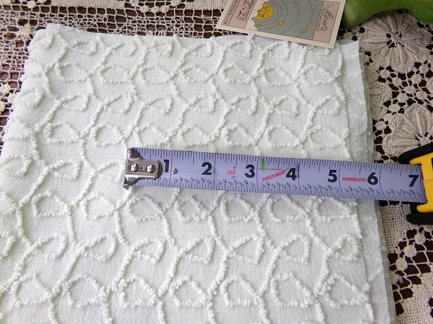 Light Green Vintage Chenille Fabric, Texturized Curly Loops 18x24" Piece