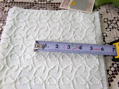 Light Green Vintage Chenille Fabric, Texturized Curly Loops 18x24" Piece