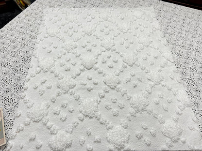 Minimalist White Vintage Style Chenille Fabric, 16x20" Quilt Sewing Textile