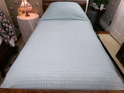 Powder Blue Vintage Chenille Bedspread, Texturized Barbells & Shag Edge Morgan Jones Full Sz
