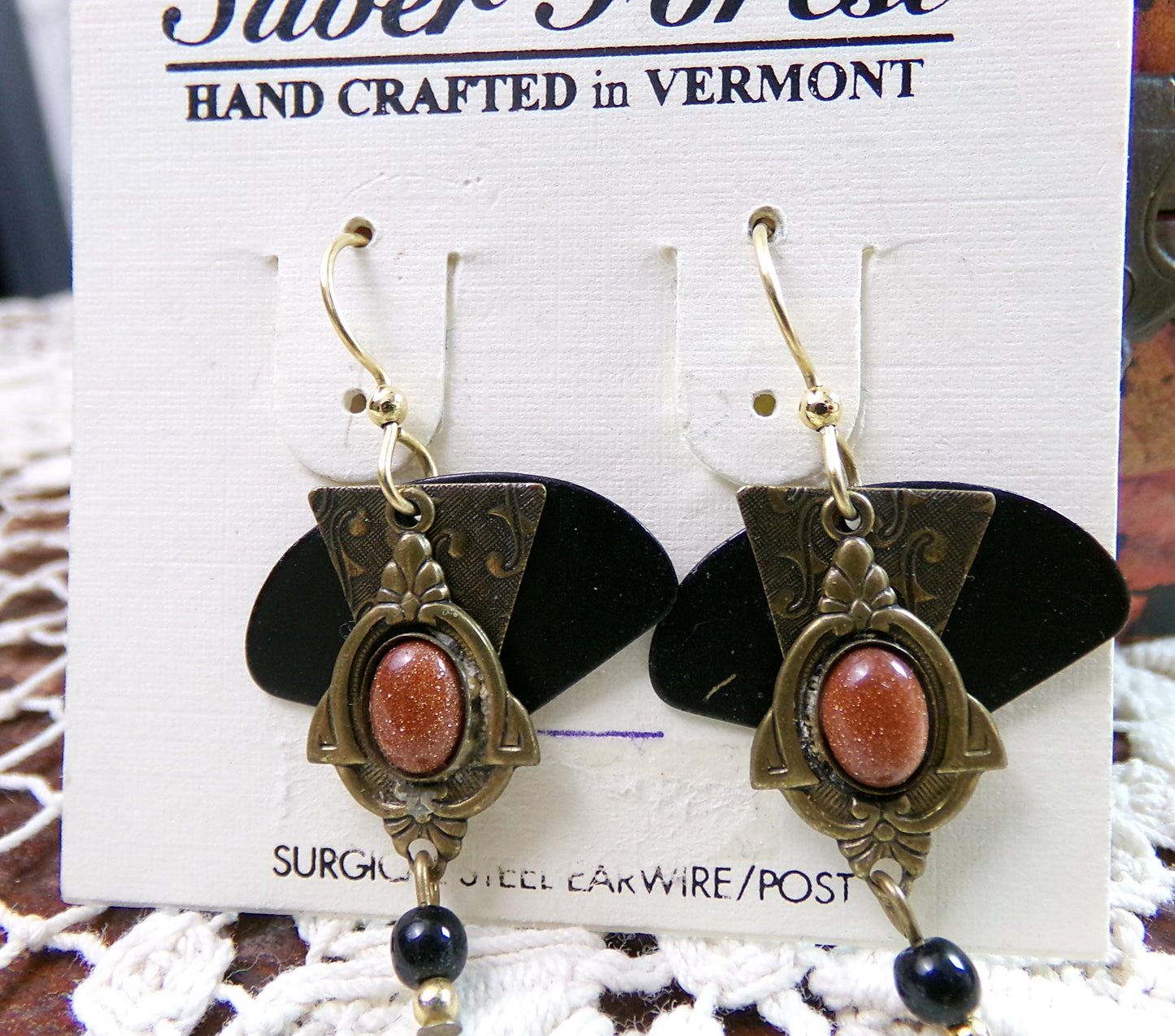 Steampunk Vintage Layered Dangle Earrings, Pierced Boho Silver Forest Vermont Jewelry