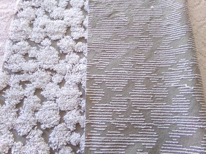 modern grey & white chenille fabric, abstract tufted pebble design sewing quilt material, 18" x 24"