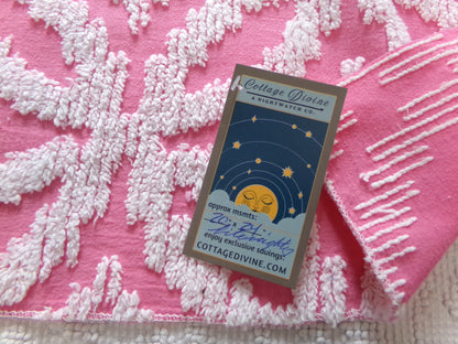 Vintage Chenille Fabric Rose Pink, tufted white geometric design, sewing craft quilt material, 20" x 24" piece