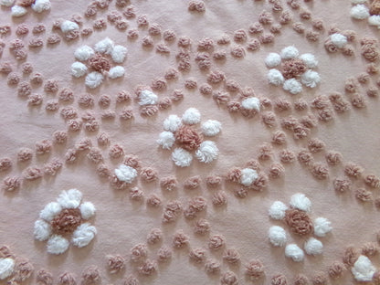 Boho Clamshell Daisy Vintage Chenille Fabric, 23" x 20" cut piece, 100% Cotton Handmade Hippie Daisies Design