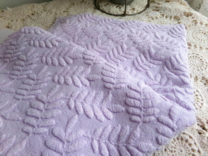 Lilac Fern Wisps Vintage Woven Fabric Piece, 19x25" Quilt Sewing Textile