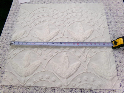 Vintage Chenille Fabric Dimensional Scallop Fan Leaf Design 22x23"