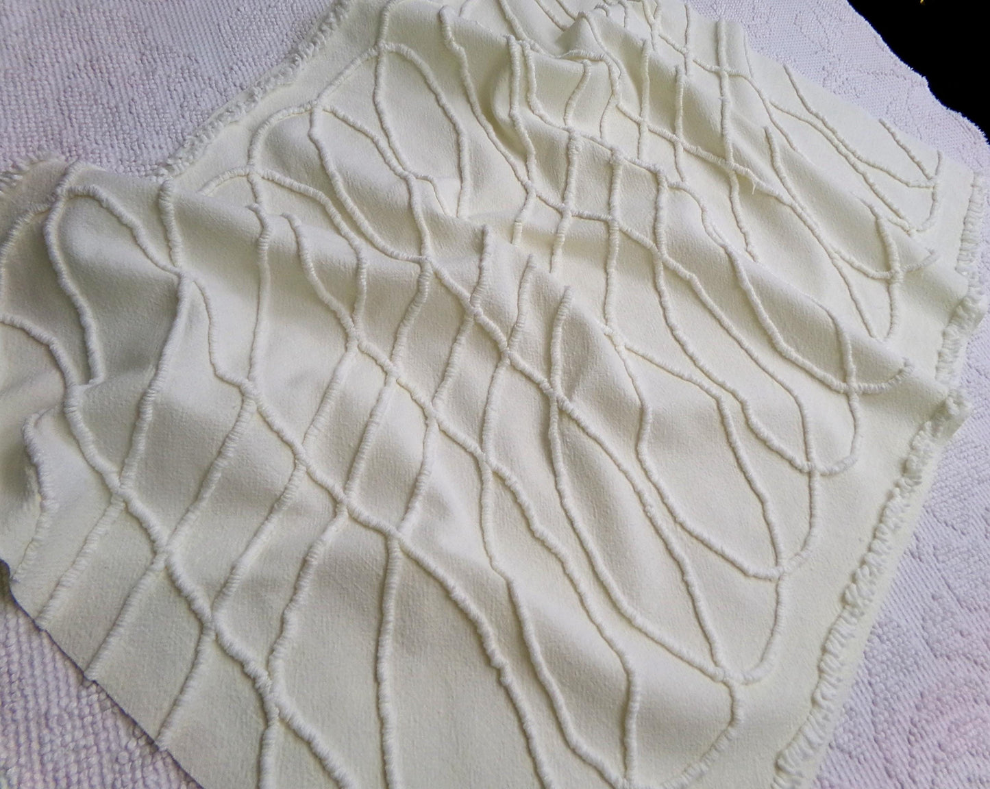 Dimensional Illusion Vintage Chenille Fabric, Fascinating Design, 18" x 25" piece