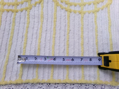 Yellow White Stripe Vintage Chenille Bedspread Fabric quilt material 18" x 24"