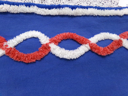 Nautical Rope Vintage Chenille Fabric, Red White & Blue 13" x 28" piece