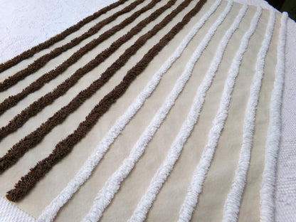 split road vintage chenille fabric, tufted contrast design, 17" x 27" unique piece of quilt material