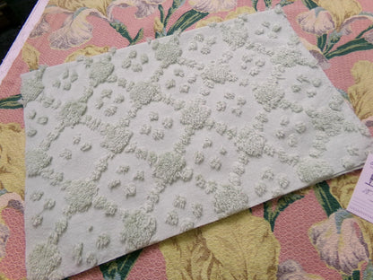 fluffy green vintage style chenille fabric, versatile sewing & quilt material, 19" x 24" piece
