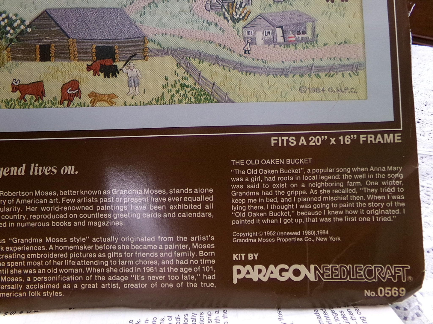 Paragon The OLD OAKEN BUCKET Crewel Embroidery Kit 0569 Vintage Grandma Moses Design