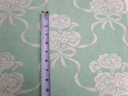 Shabby Floral Vintage Woven Fabric Piece Mint Green Carnation Flowers 20x24"