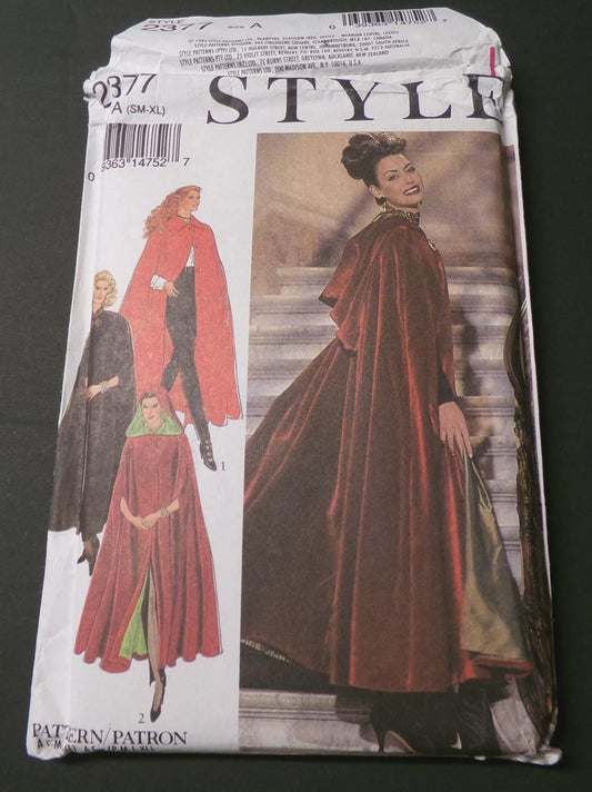Vintage Style Sewing Pattern 2377 Hooded Cape Size S-M-L-XL UNCUT OOP 1993 Glamour