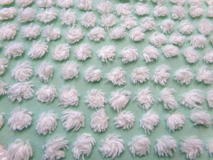 whimsy wildflower dot vintage chenille fabric: 15" x 26" jade green piece for pillows, quilts