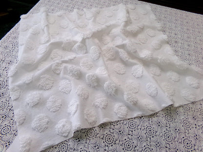 Simple Coin Pops Vintage Style Chenille Fabric Big White Dots 18x24" Quilt Material