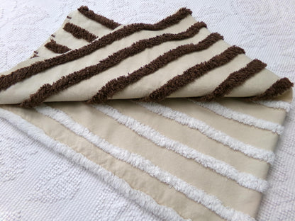 split road vintage chenille fabric, tufted contrast design, 17" x 27" unique piece of quilt material