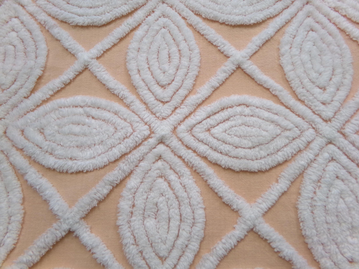 Peach Petals Vintage Chenille Bedspread Fabric, 20" x 24"