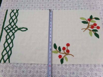 Cherry Berry Vtg Chenille Bedspread Fabric 14.5x27" Pc Farmhouse Sewing Material