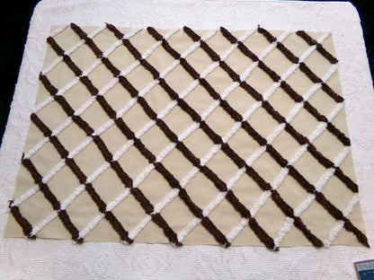 crosshatch vintage chenille fabric in mocha, chocolate brown & white, 18" x 27" piece