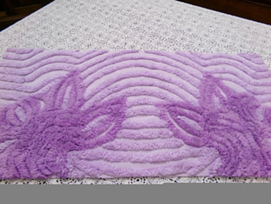 Lilac Floral Vintage Chenille Bedspread Fabric Piece 10.75x22" Plush