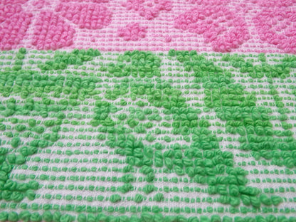 Vintage Hobnail Chenille Fabric Scandinavian Style Reversible Shadow Folk Art Design 17" x 23"