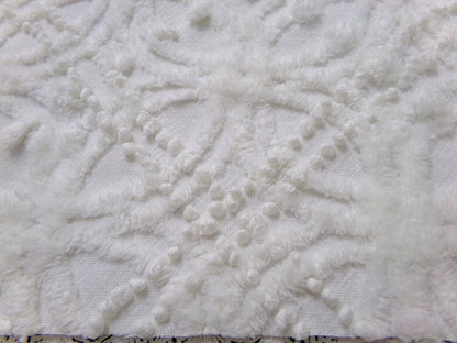 Vintage White Chenille Fabric Piece Pearl Pops 18 x 24" Quilt Craft Sewing Material