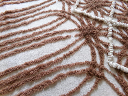 vintage brown chenille fabric: shabby mocha chocolate & vanilla cream piece great for quilting, crafts, 23" x 30"