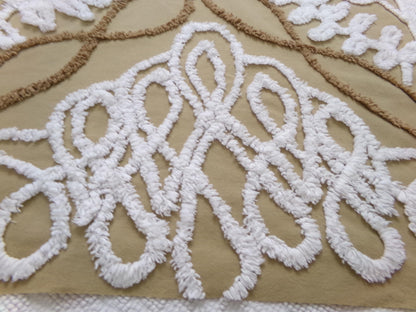 Frosted Chocolate Cake Vintage Chenille Fabric, Sewing Quilt Material 27" x 24" Piece