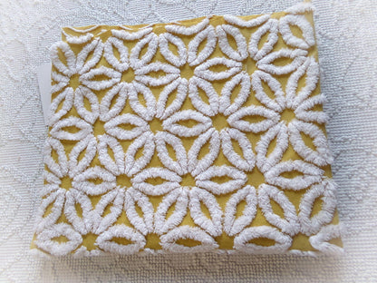 sunflower gold vintage chenille fabric tufted white daisy 20x24" boho quilt material