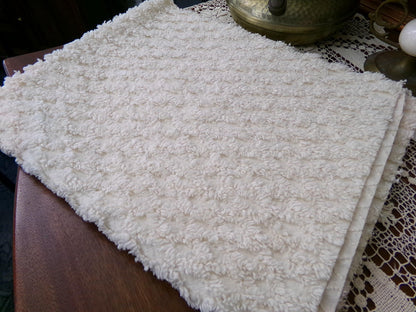 Simple Vanilla Vintage Chenille Fabric, tufted lattice design, sewing craft quilt material, 20" x 24" piece