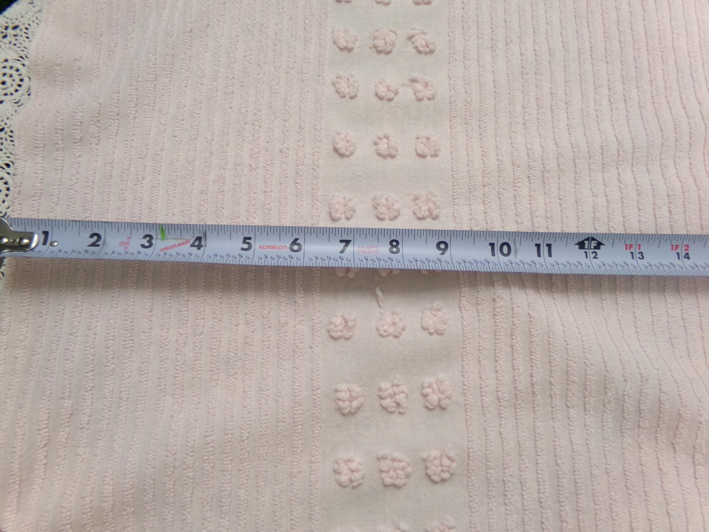Pastel Pink Vintage Chenille Fabric Simple Dot Stripes Sewing Material 28" x 21"