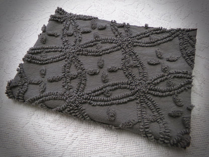 mystic moody grey chenille fabric, 18" x 25" piece of modern vintage style cotton sewing material, upcycle into pillows, quilts