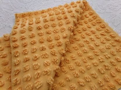 golden harvest peach vintage chenille fabric windy puff pops 20" x 23" quilt material