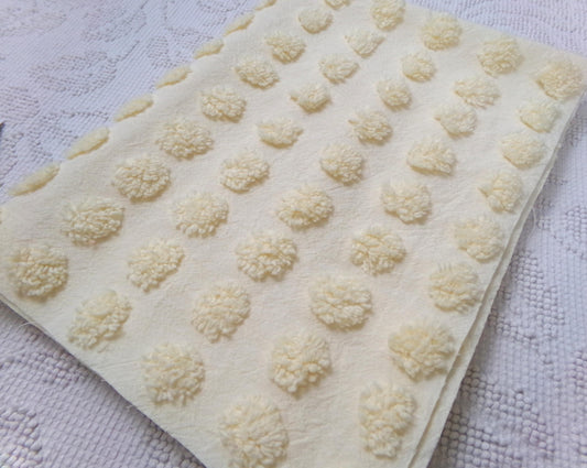 Buttercream Coin Dot Vintage Chenille Fabric Piece 18x24" Farmhouse Cottagecore Quilt Material