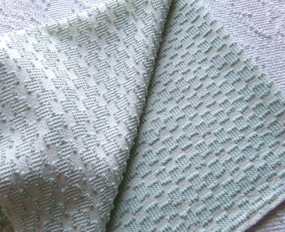 sage green vintage chenille fabric, mini ladder textured design, 18" x 24" inch piece of quilt material for sewing & crafts